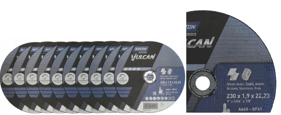 Kotouč Na Kov 230X1,9 Norton Vulcan 50 Ks Pro Řezání Kovu, Kotouče 50 Kusů.