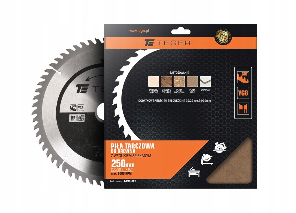 Piła tarczowa do drewna z węglikiem spiekanym 250x Marka Teger