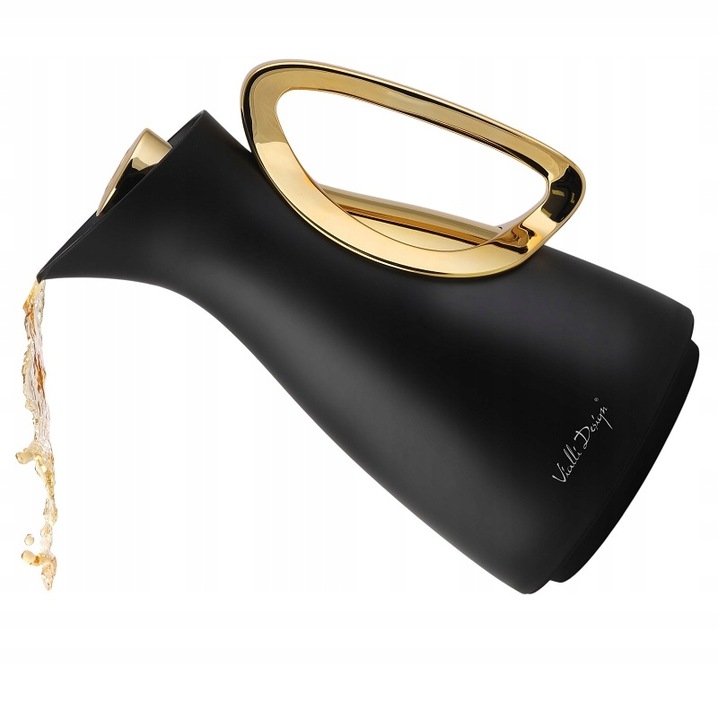 Vialli Termos Złoty Dzbanek Termiczny Wkład Szklany Alessia Kawy Herbaty 1L