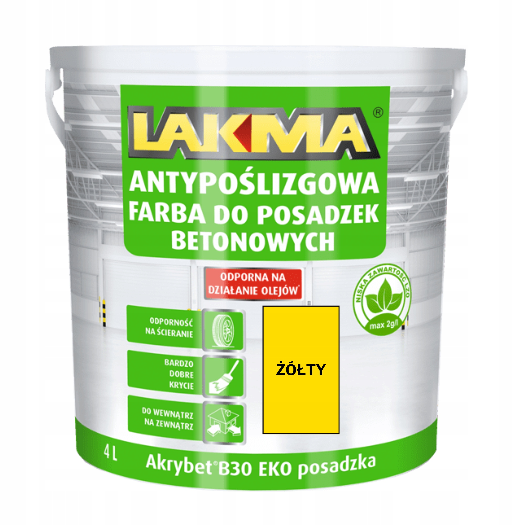 Akrybet B-30 Eko Farba do Posadzki Żółta 4L Lakma