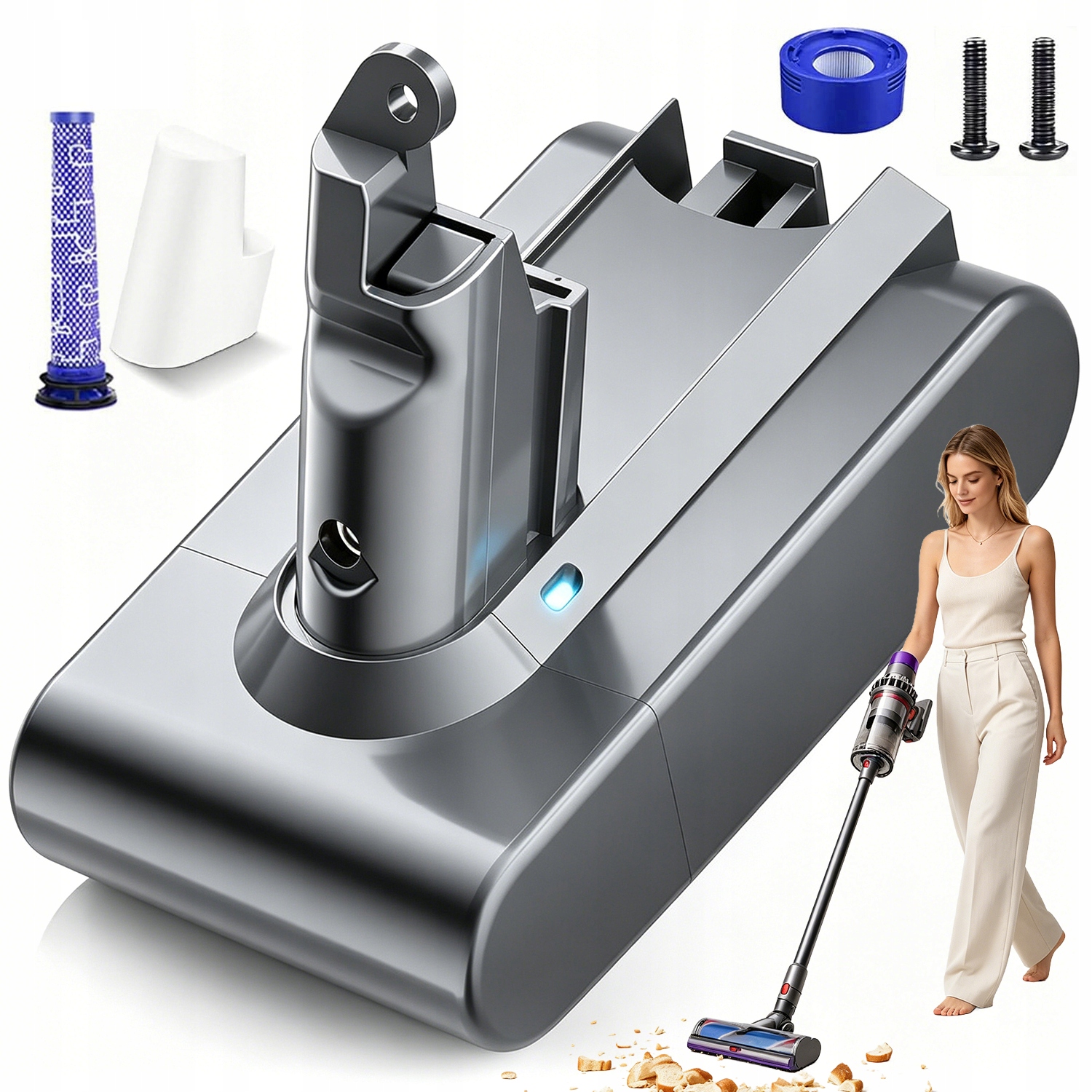 Alternativy Baterie Akumulátor Pro Dyson V6 6000MAH 21.6V Filtry