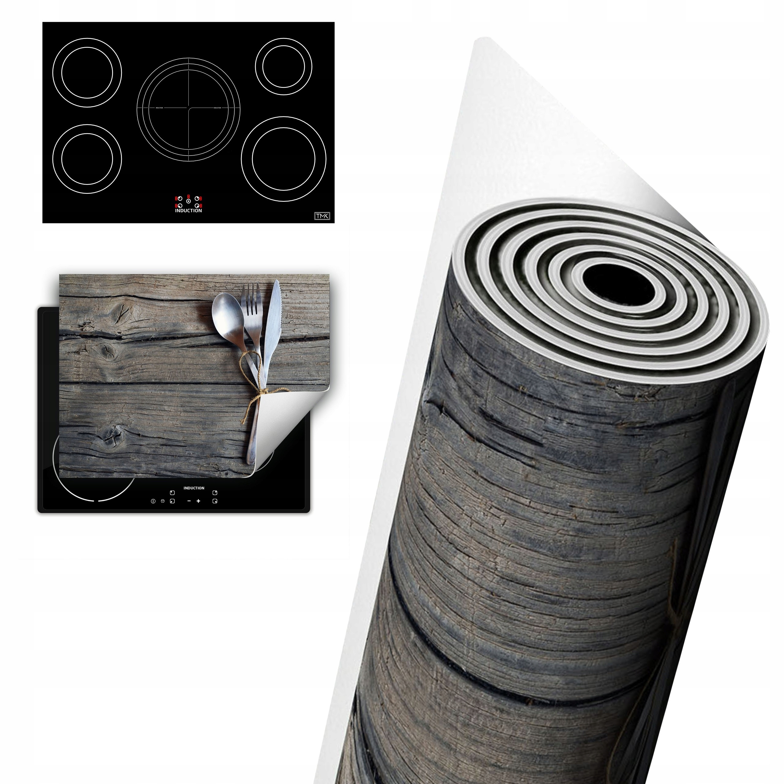Vinylová Ochrana Na Indukci Pracovní Deska 80x52 dřevo kuchyně