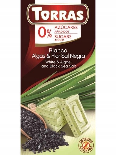 Levně 4 x Torras Čokoláda bílá s řasami a černou solí 75 g Torras