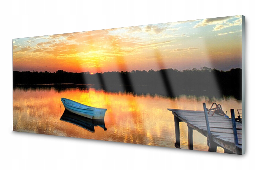 

Panel szklany do kuchni Łódka Most Jezioro 125x50