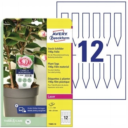 Tabulka pro označování rostlin k potisku, fóliová (10 listů) 100 x 20 mm T300