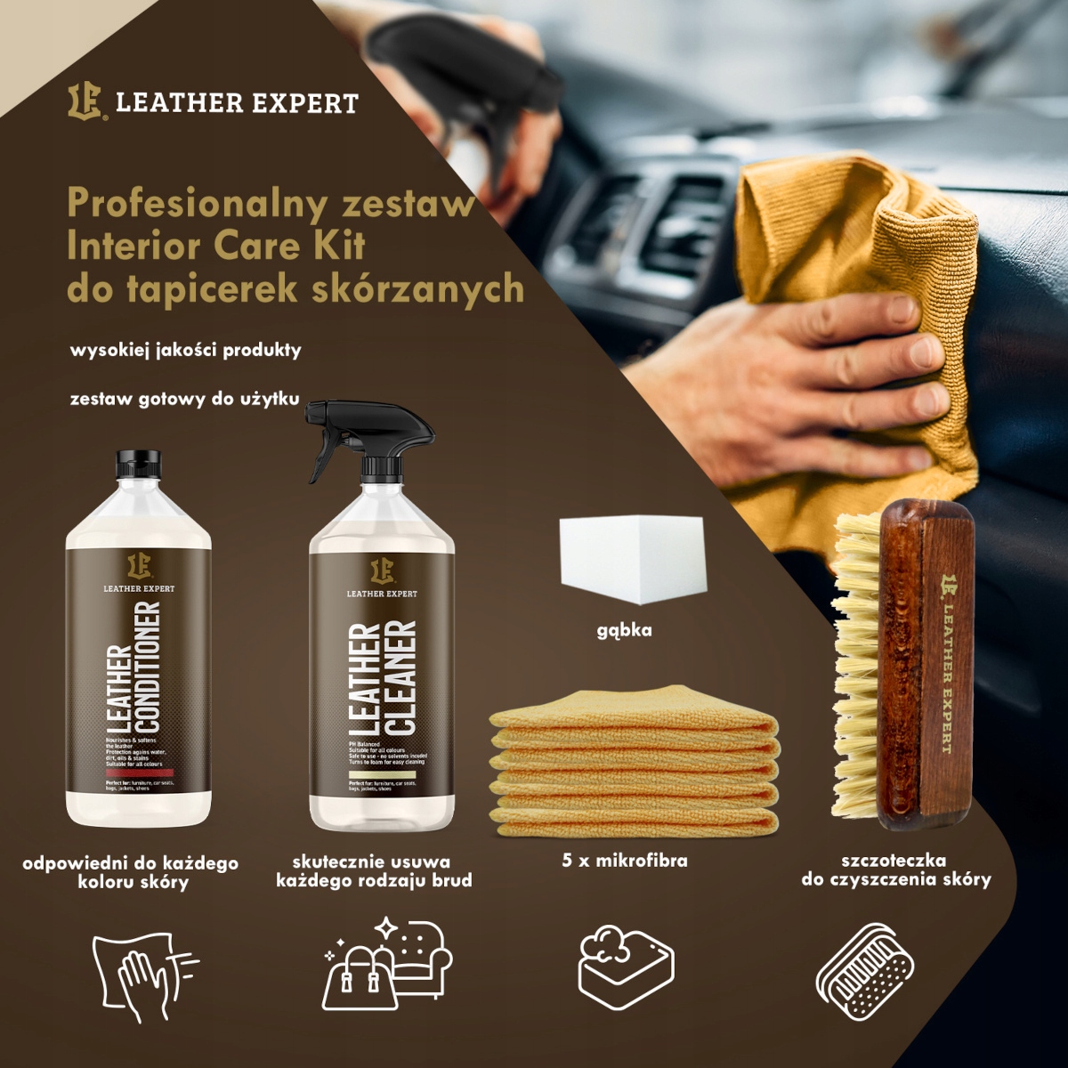 Interior Kit do pielęgnacji skóry 2x 1000ml Rodzaj czyszczenie skóry