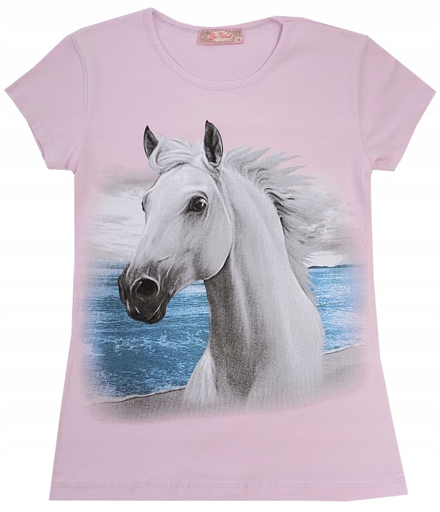 

Bluzka T-shirt Tunika Bawełna Biały Koń 140 H303C