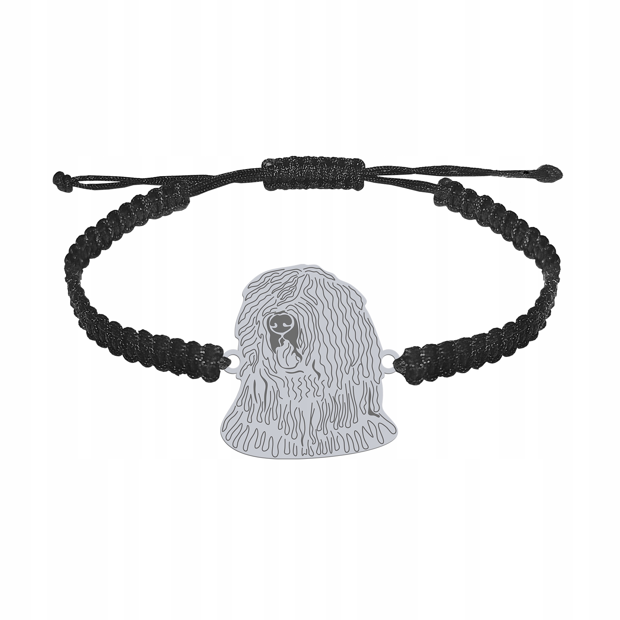 Stříbrný náramek s psem Komondor 925 Makramé Dárek Šperky Gravírování