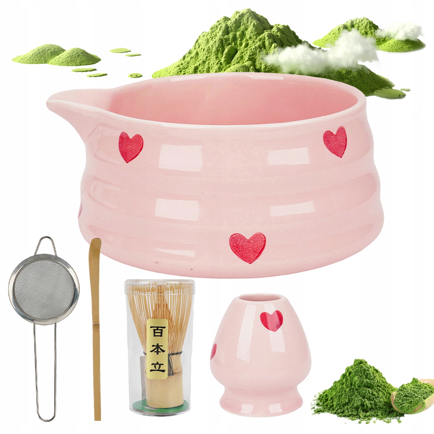 Levně Elegantní Bambusová Sada Na Výrobu Matchy Miska Mixér Lžíce Stojan