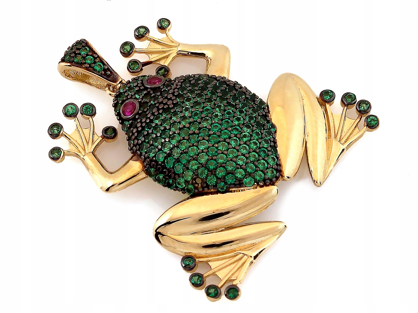 Módní zlatý přívěsek 585 14k žába se zirkony, váha 3.93 g jako dárek