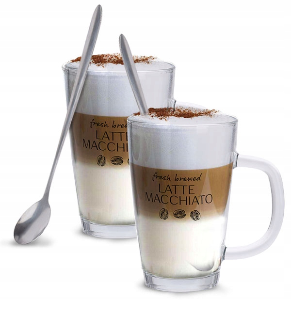 

Eh Komplet Szklanek Do Latte 300 ML Łyżki 4 El