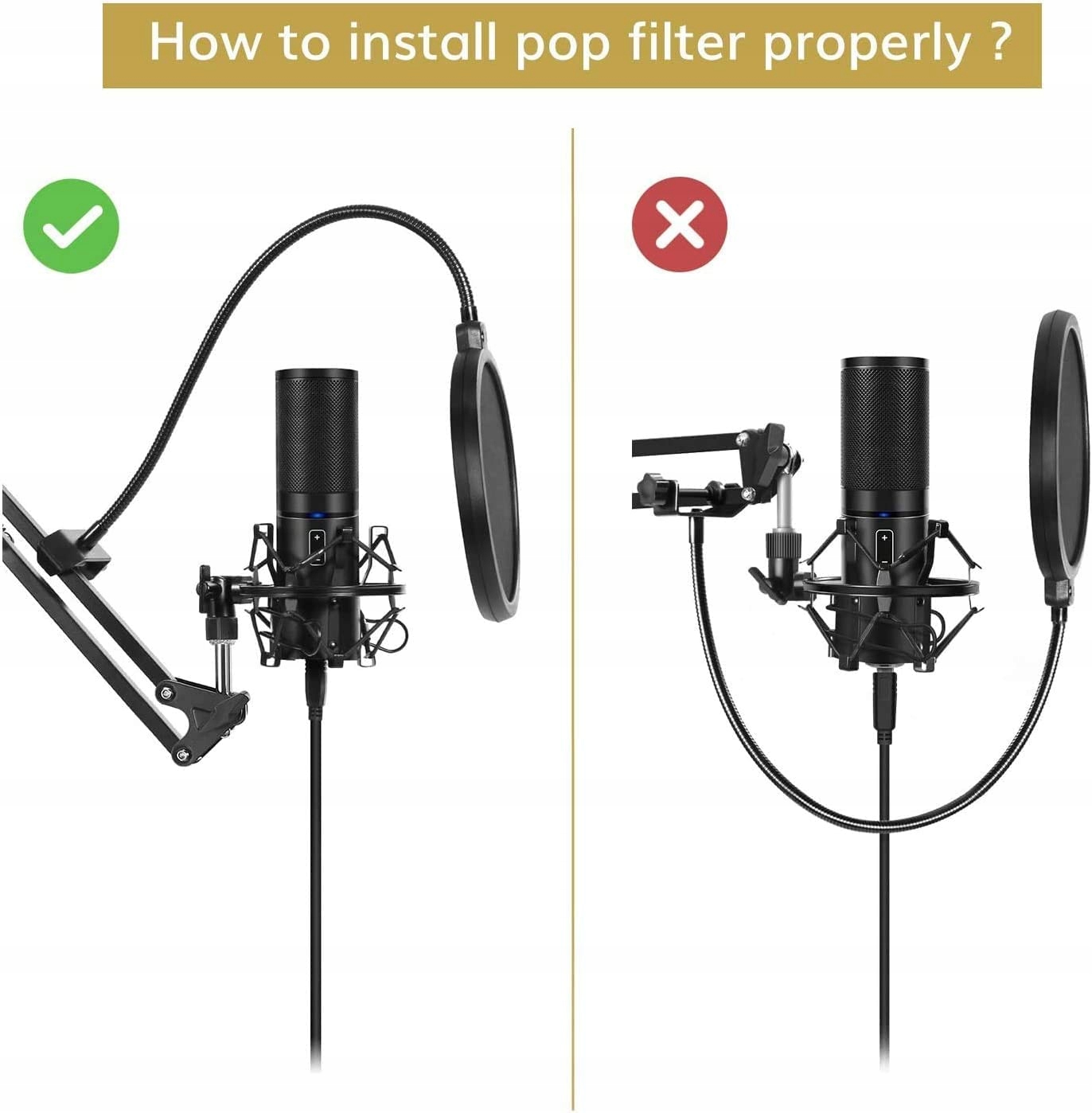 TONOR Mikrofon Boom Arm Do HyperX QuadCast Blue Yeti Rode Elgato T30 — miniatura 7