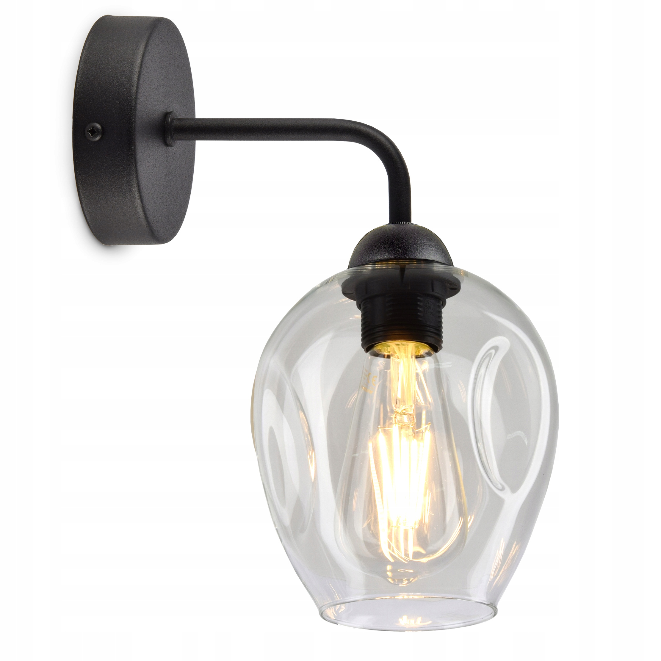

Lampa Ścienna Kinkiet Szklany Klosz Transparent