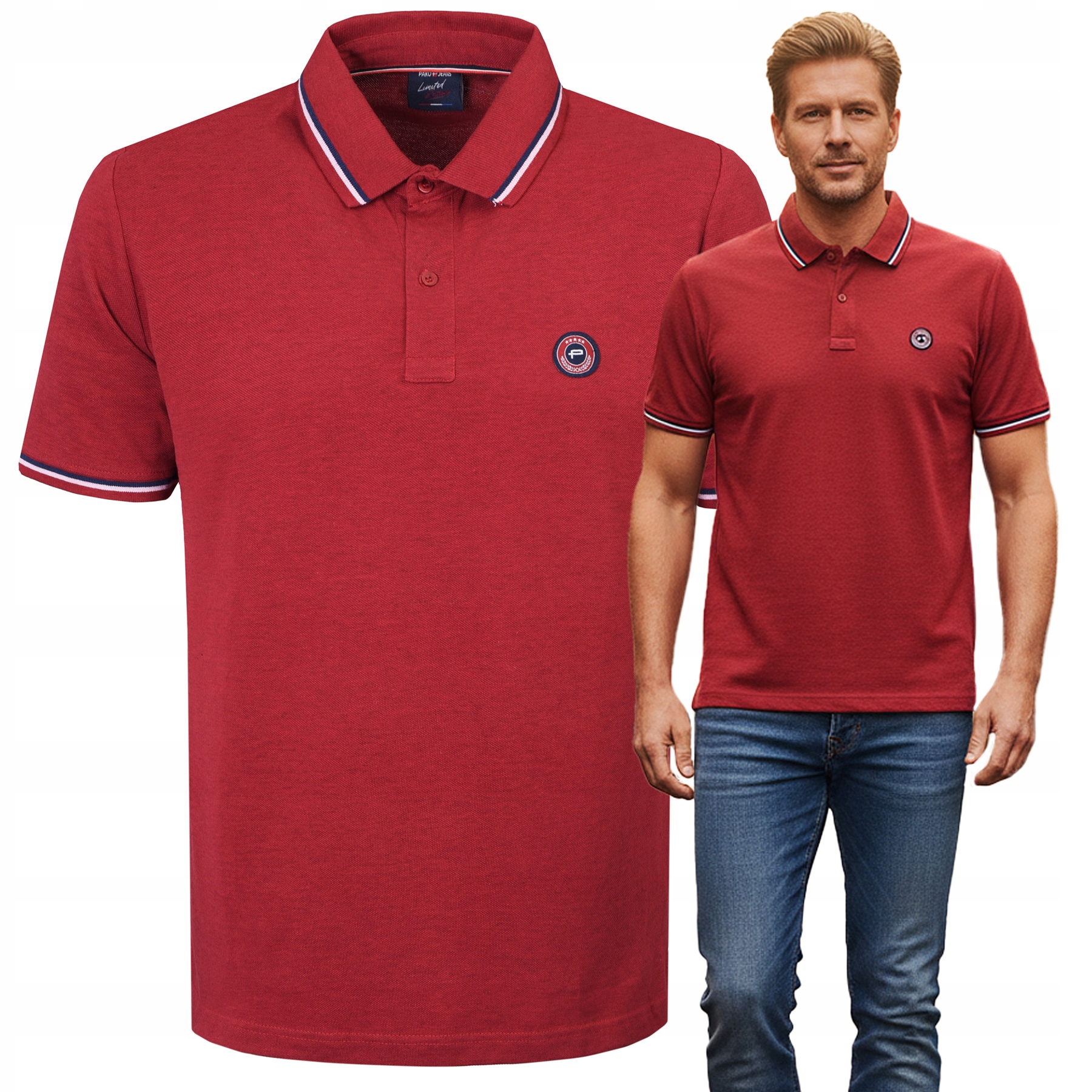 polokošile Červené bavlněné Maksim Elegantní M Pako Jeans