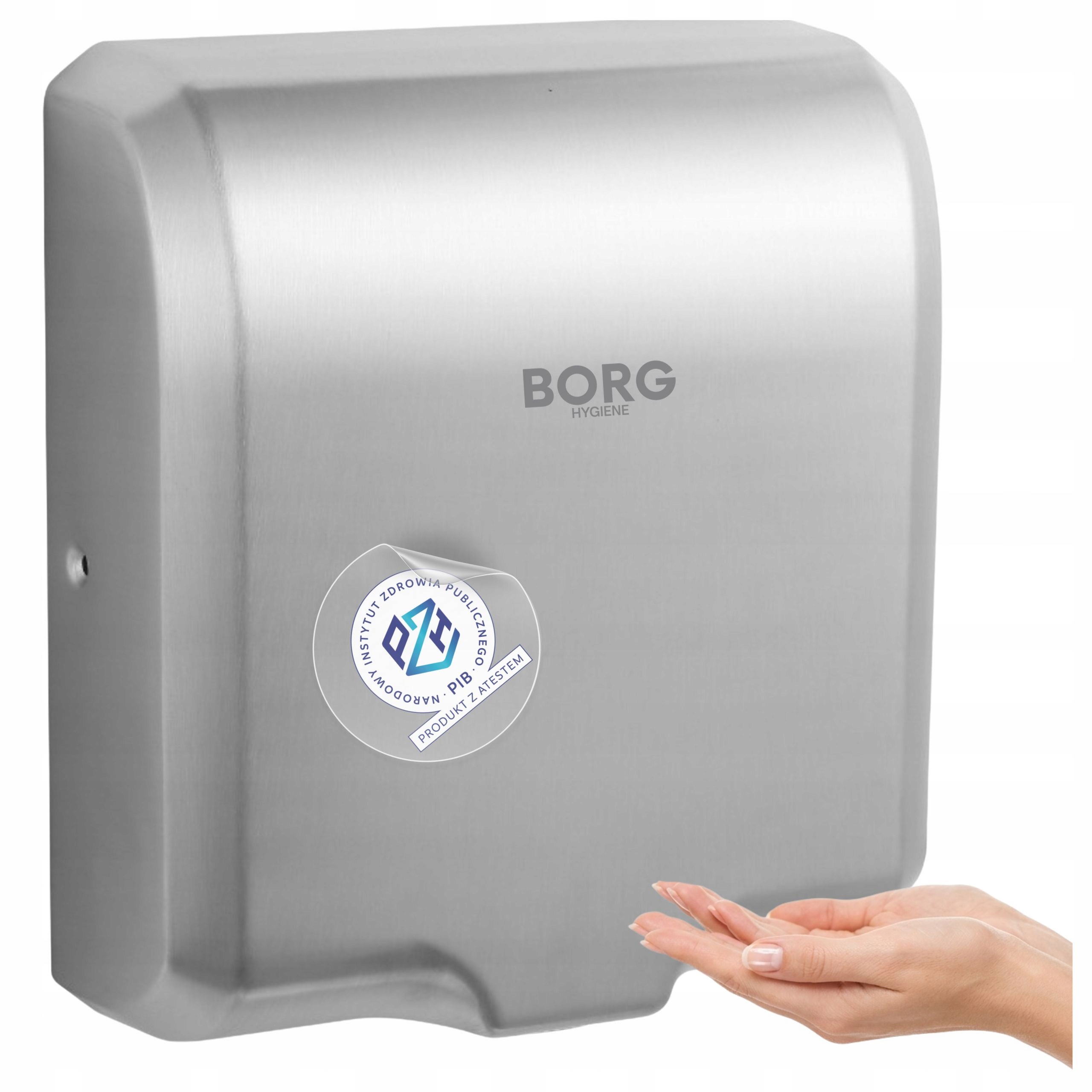 Sušička rúk oceľová strieborná štíhla silná Borg Zonda Slim 1000W 10s