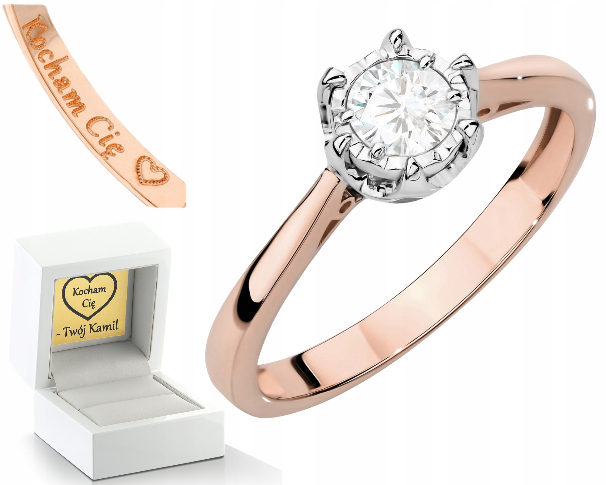 Růžové Zlato Prstýnek 585 S Laboratorním Diamantem V Šesti Tlapkách