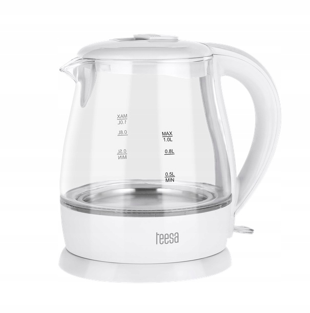 

Czajnik Bezprzewodowy Biały Szklany Teesa 1L