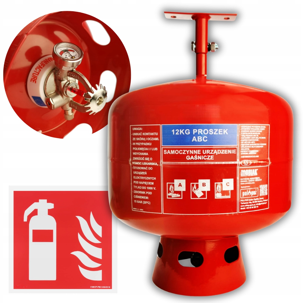 Automatyczne Samoczynne urządzenie gaśnicze Sug Abc z Wieszakiem 12kg