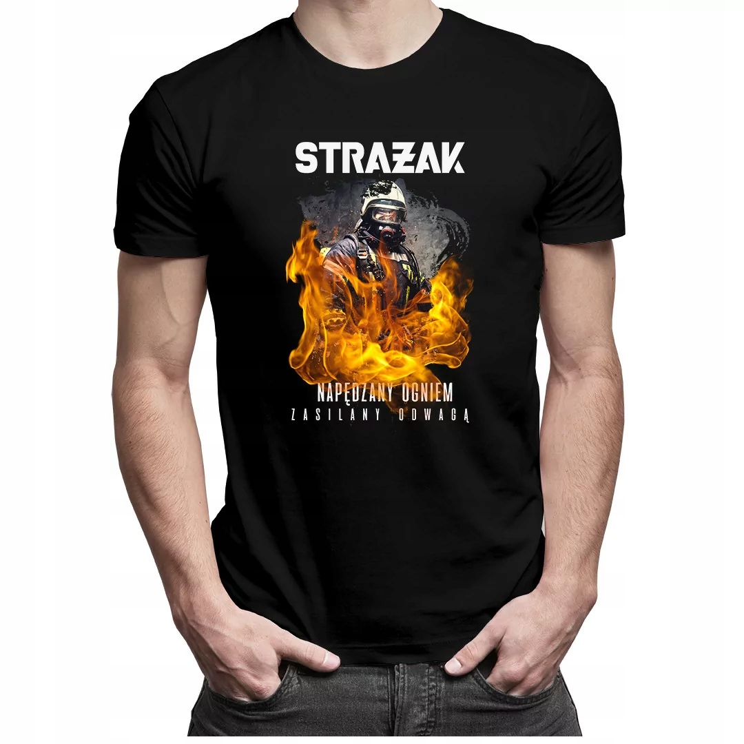 

Strażak napędzany siłą koszulka dla strażaka