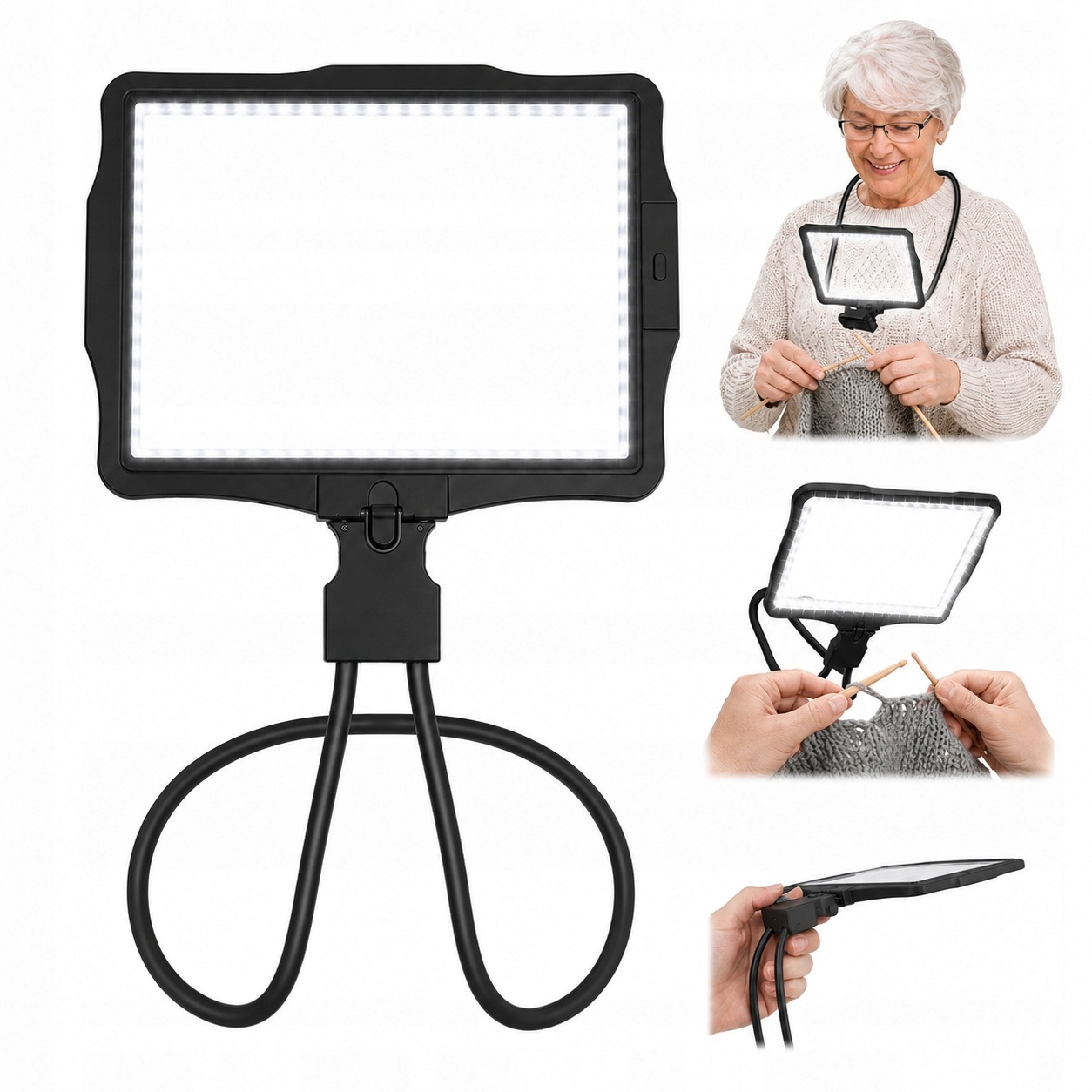 Sklo S 50 Led 10X Velká Lupa 27X20 CM Pro Seniory Černá