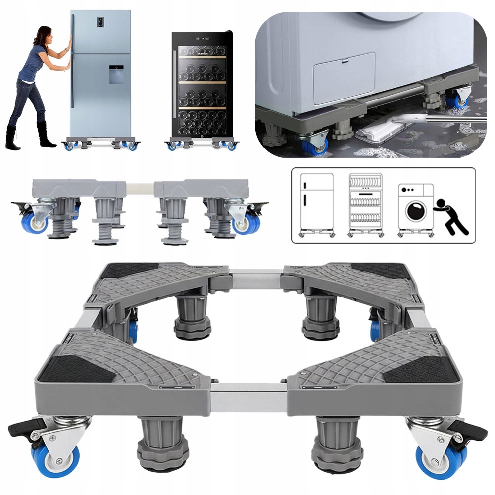 Stojak Pod Pralkę Z 4 Kółkami, Mobilny Wałek, Regulowana, Podstawa Pralki
