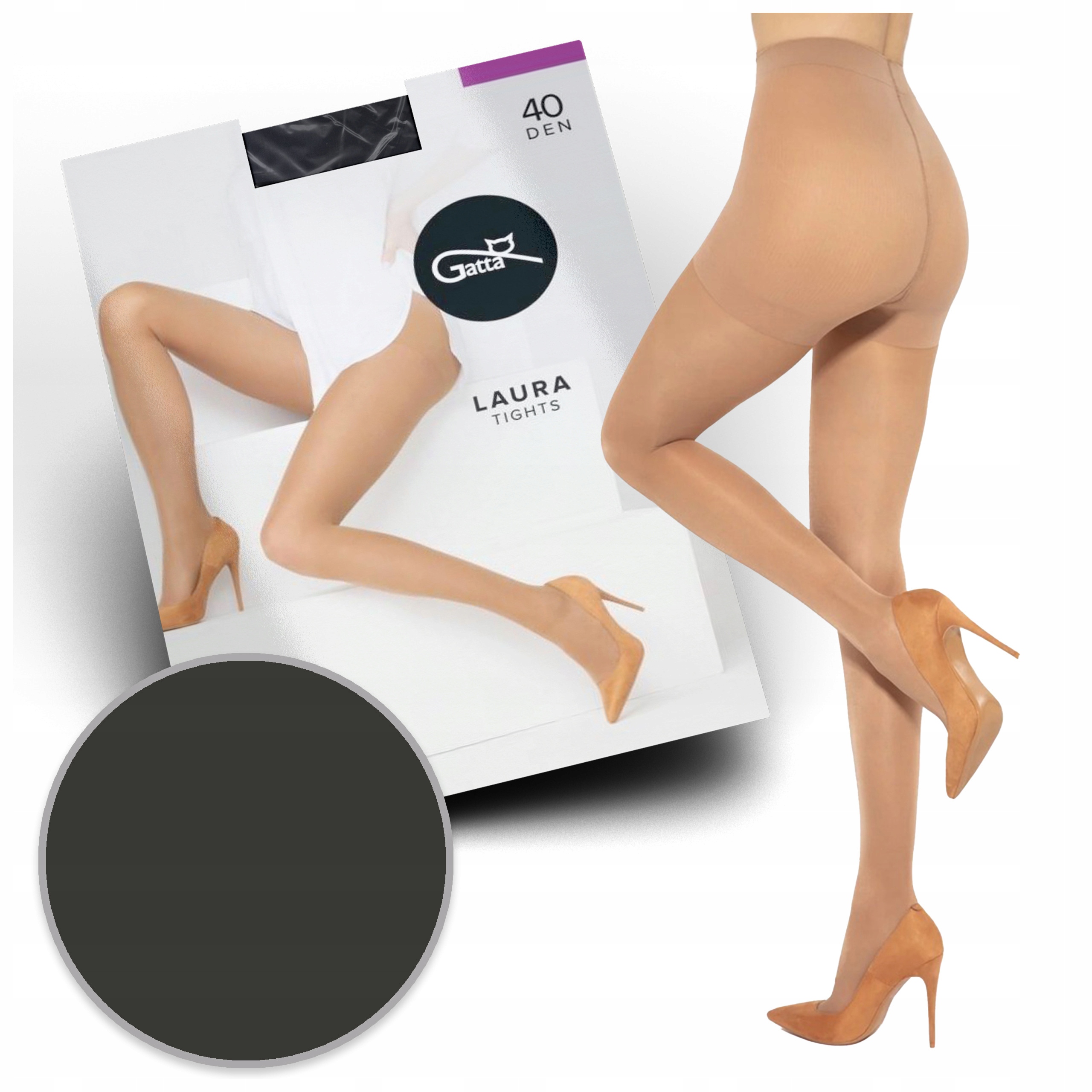 Punčocháče Gatta Laura 40DEN Lycra Polomatné Grafitové 3