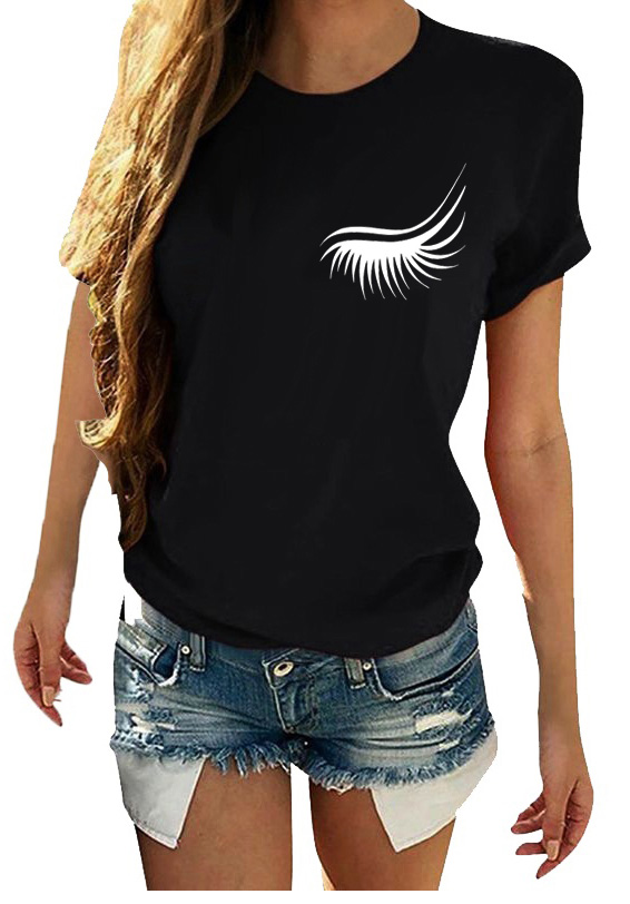 

T-shirt Koszulka Damska Z Nadrukiem Rzęsa L