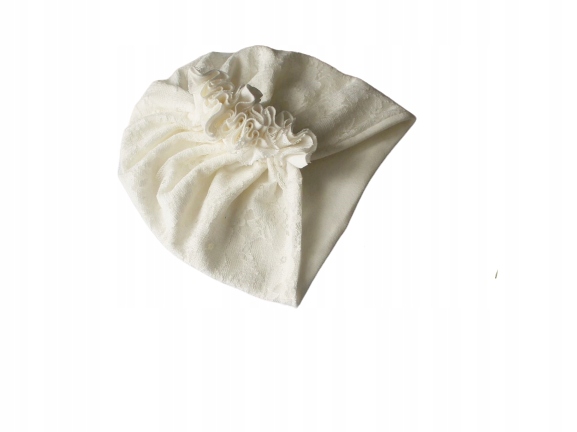 

Czapka turban ecru koronka podwójny 40-42 chrzest