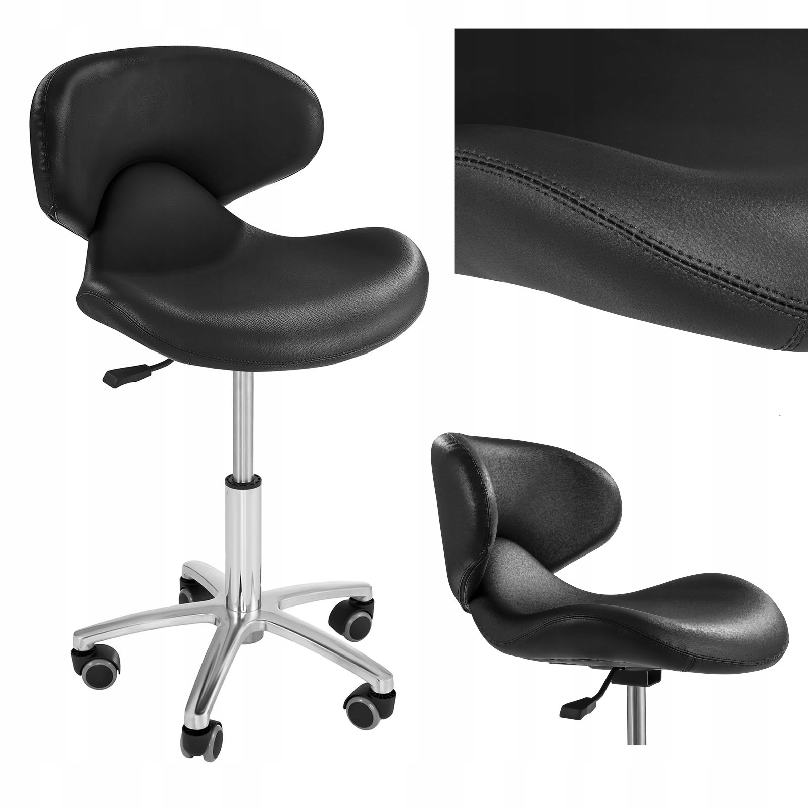 Kosmetické Křeslo S Otočným Kolečkem Pro Kadeřnický Salon, Černá Barva