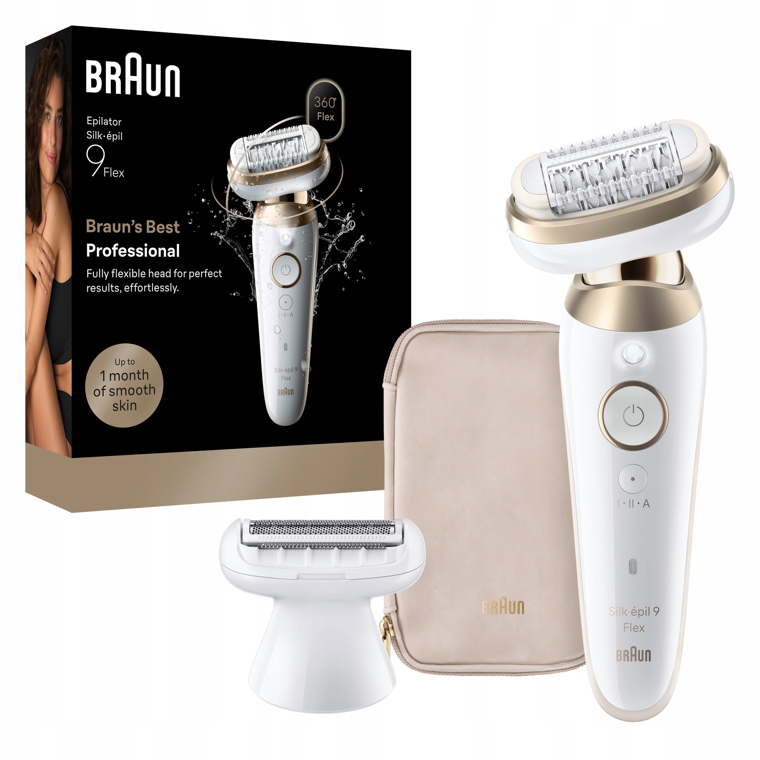 Braun Silk epil 9 Flex Depilator Na Mokro/Sucho Złoty dla kobiet
