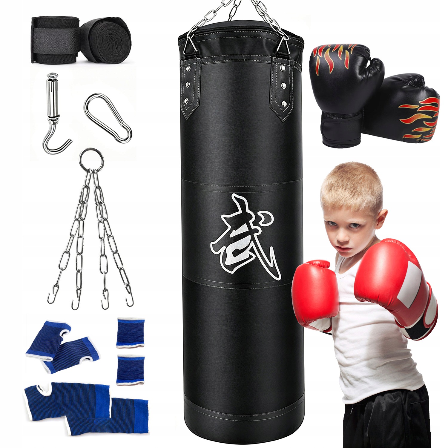 Worek Treningowy Bokserski Podwójne Szwy Brezent 119CM Karate Taekwondo