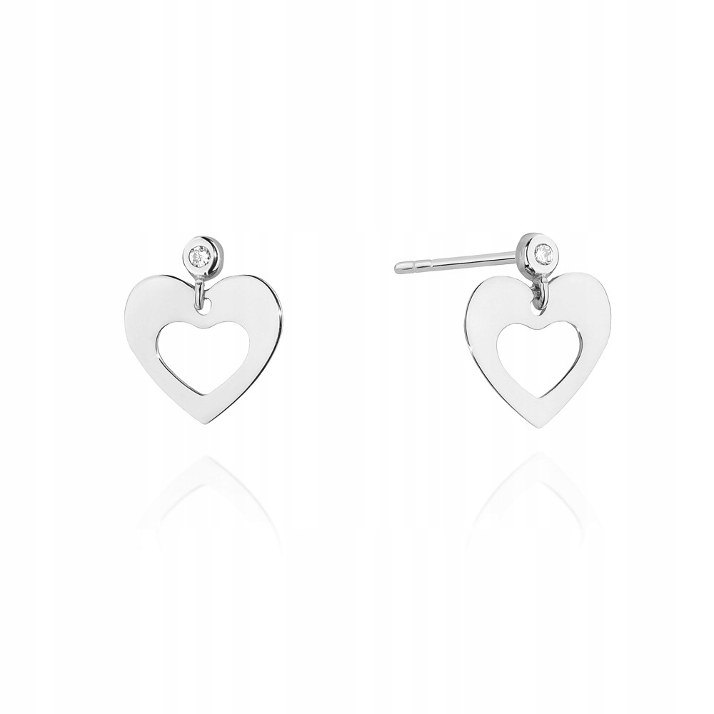 KOLCZYKI SERDUSZKA WISZĄCE BIAŁE ZŁOTO DIAMENTY Stan opakowania oryginalne