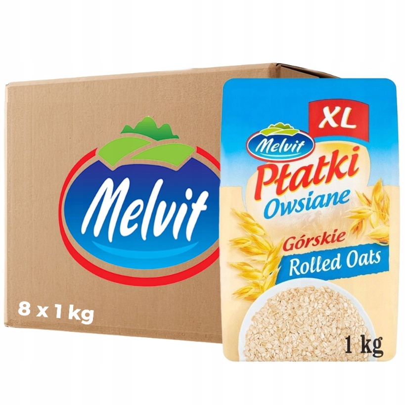 Levně Melvit Ovesné vločky Mountain XL 1 kg x 8 kusů