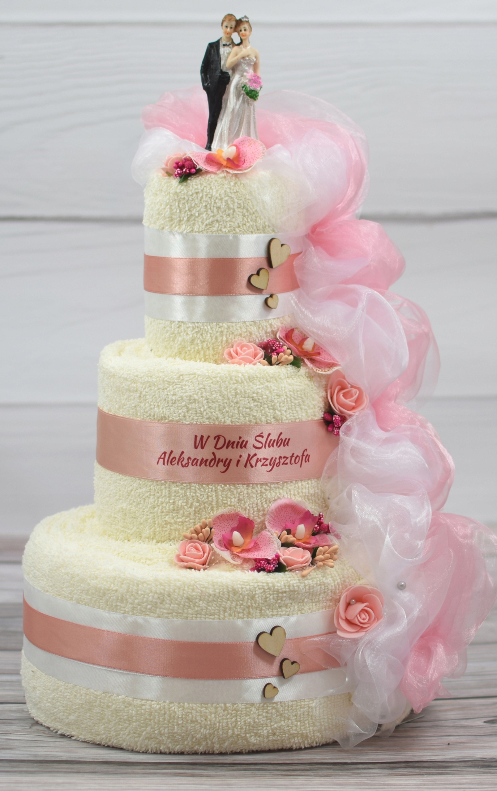 Tort z 4 ręczników PREZENT na Ślub Rocznicę Ślubny Marka inna
