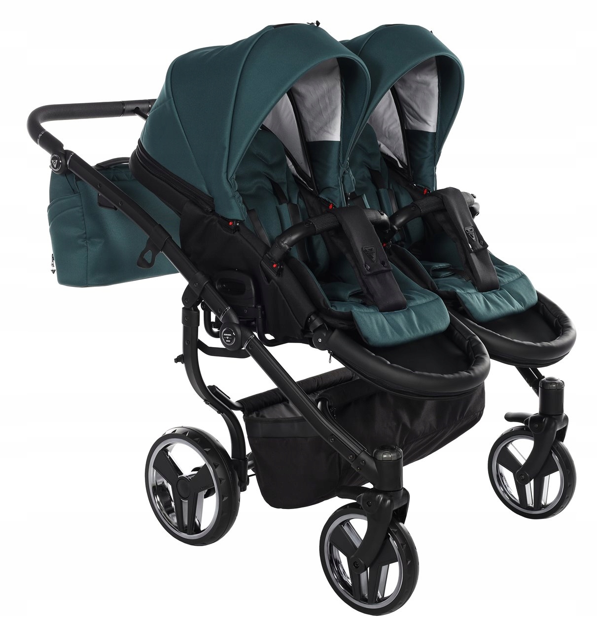 Junama Duo V3 WÓZEK BLIŹNIACZY 2w1 03 | Jeden Obok Drugiego | Tylko 78 cm! Stelaż Aluminiowy