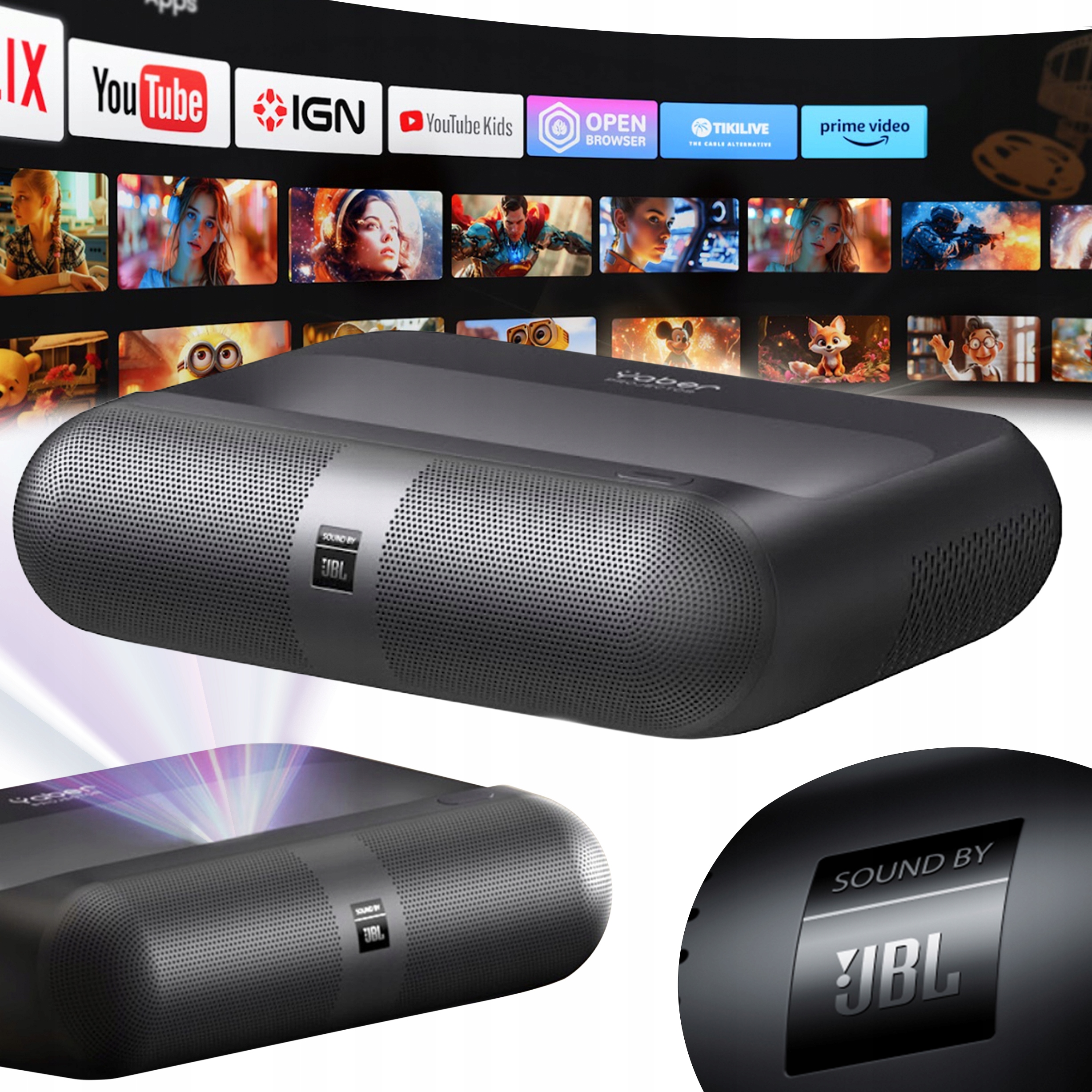 Projektor multimedialny Ust Yaber K300s laserowy Rgb FullHD 1080p z Jbl