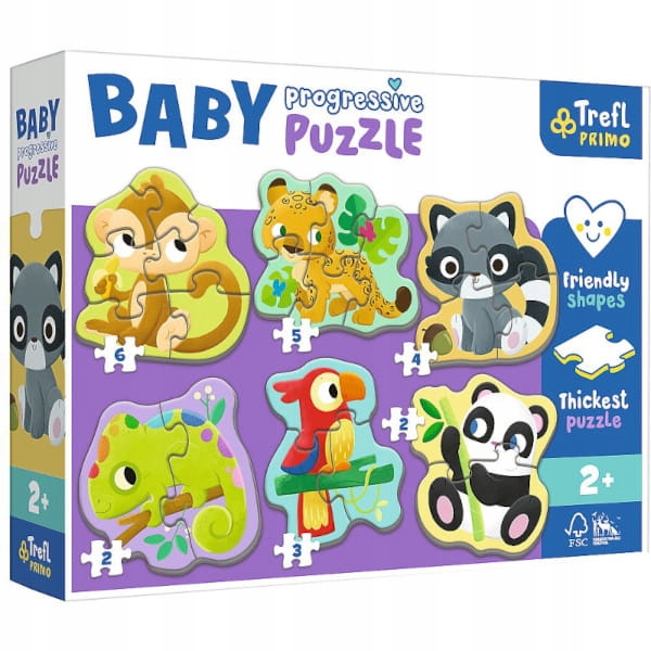 TREFL Baby Puzzle progresywne Zwierzęta Exotic 2+