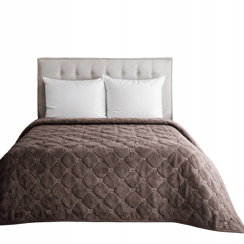 Narzuta na łóżko kanapę 160×200 cm pikowana brązowa