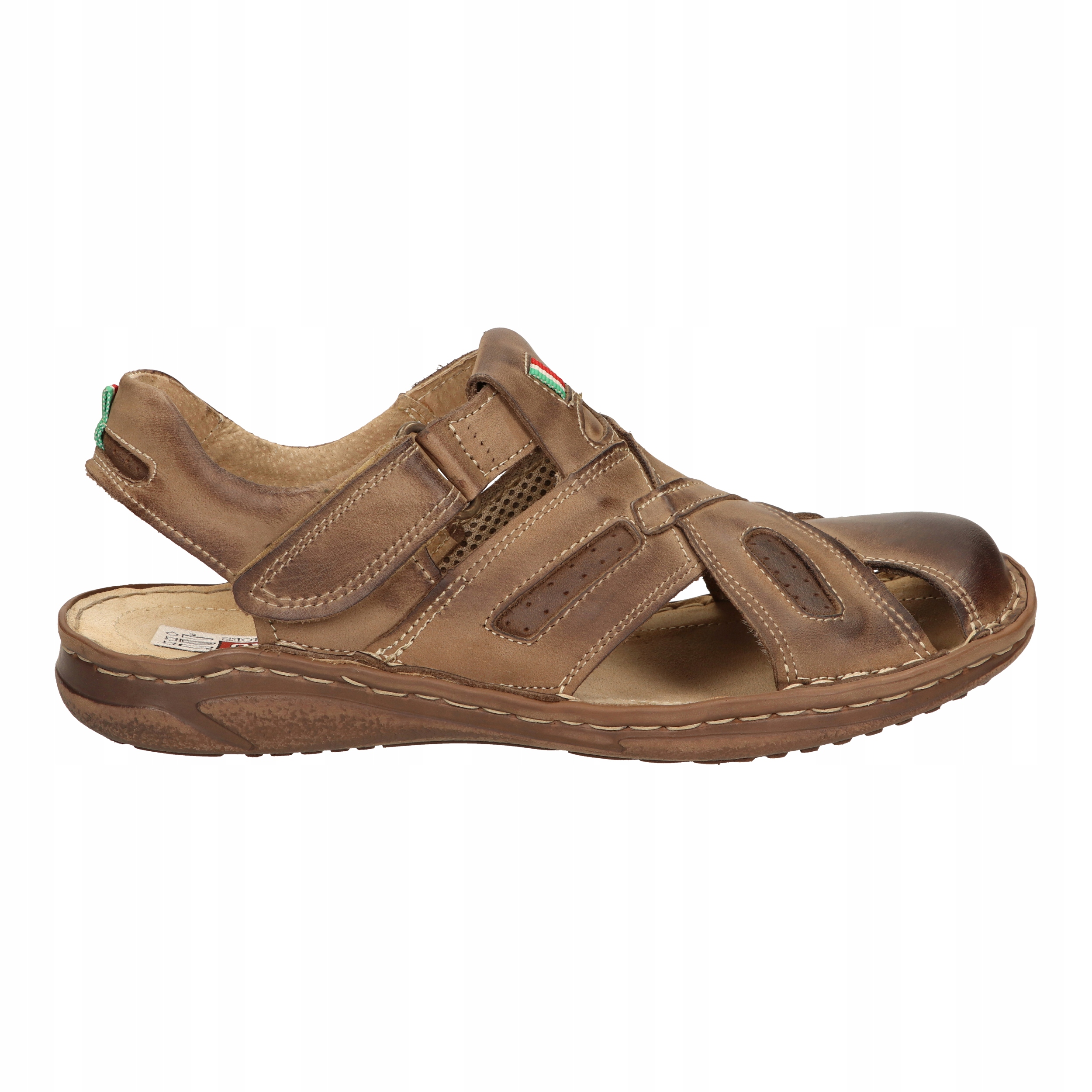 SANDAŁY MĘSKIE SKÓRZANE RZYMIANKI POLSKIE NA RZEPY MEDARD BRĄZOWE