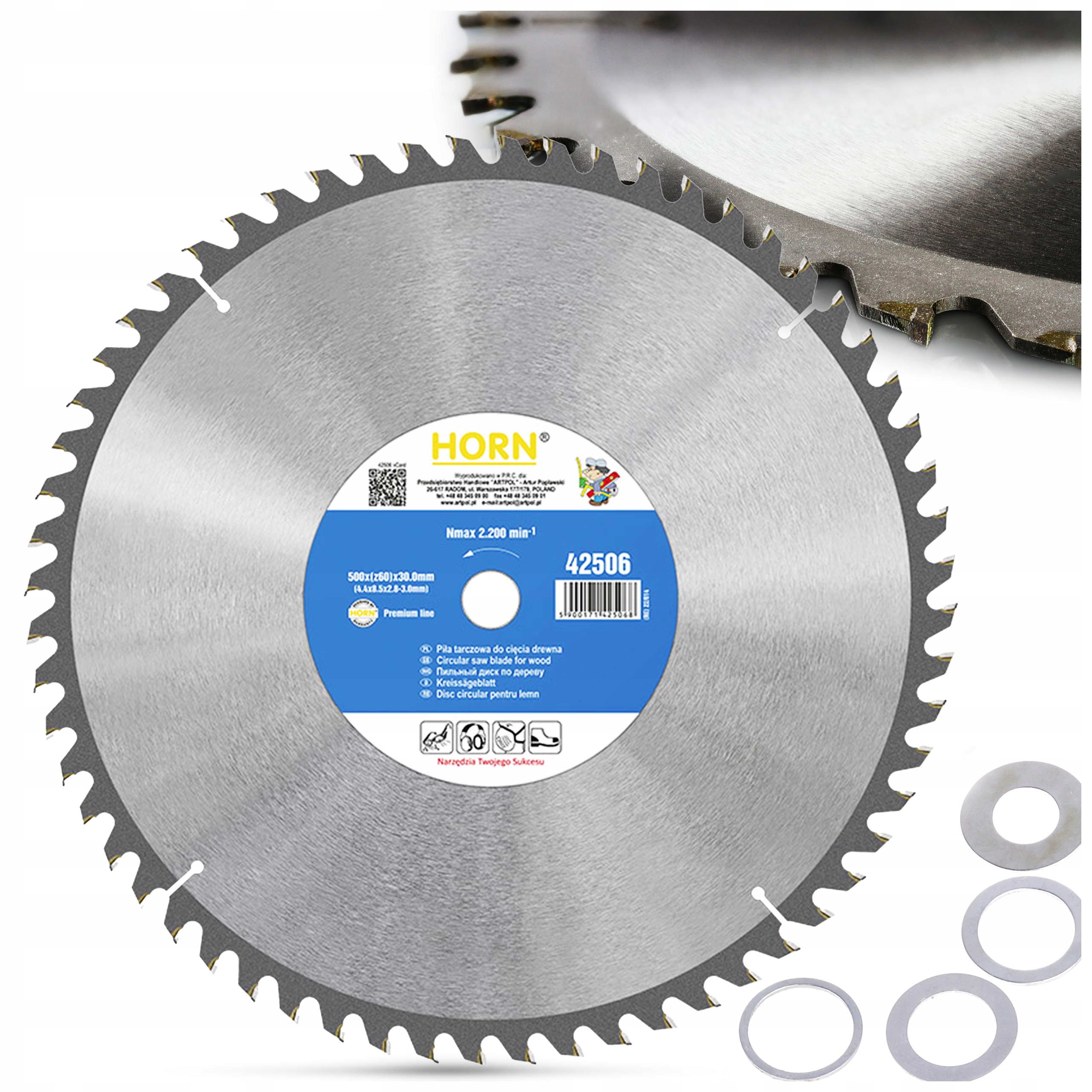 Kotouč Na Dřevo 500x30 mm 60 zubů Kotoučová Pila Pro Krajiny Řezání Dřeva