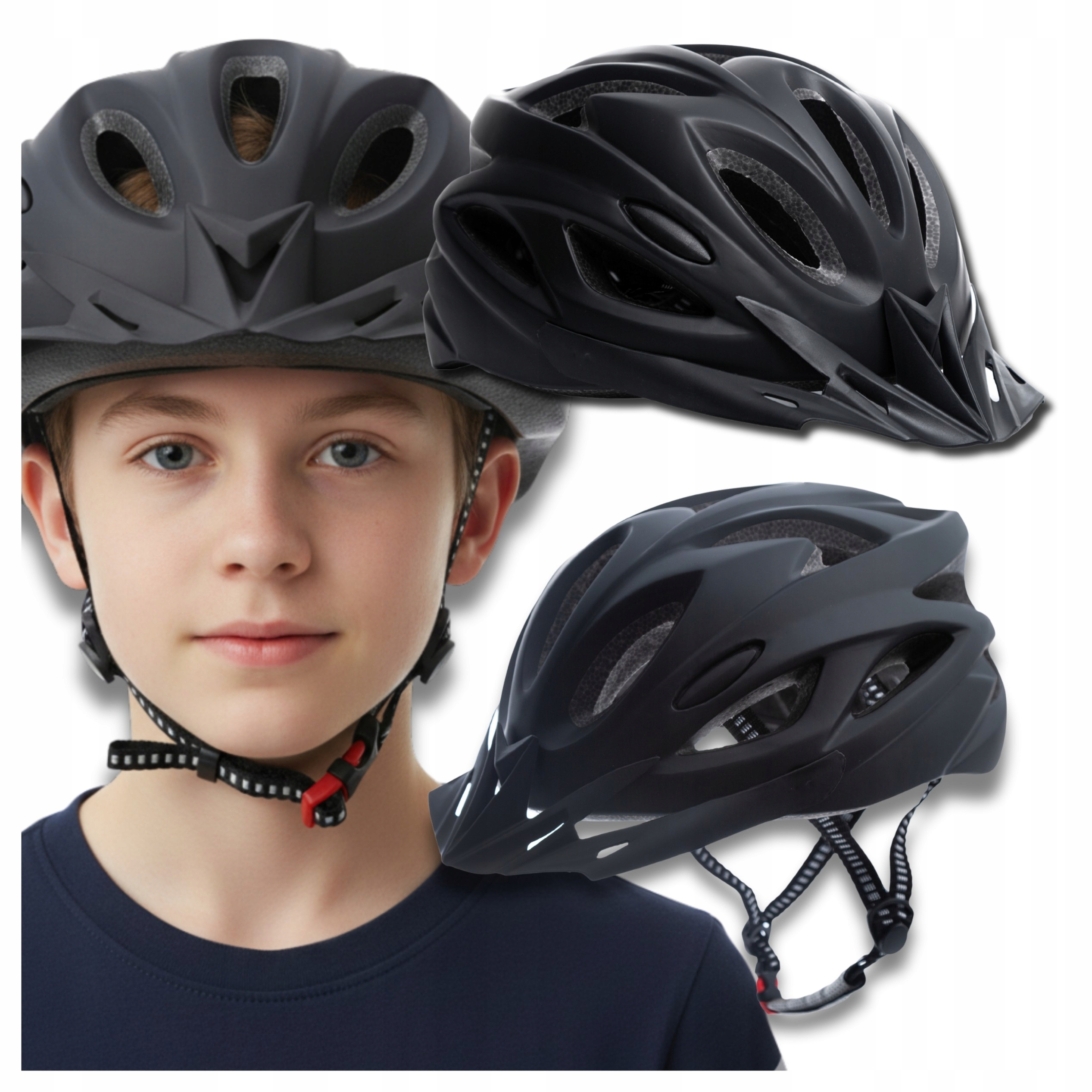 Kask na Rower dla Nastolatka z Daszkiem 54-62 cm Rolki Rowerowy Regulowany