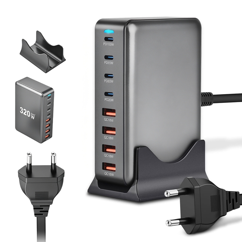 Rychlá Síťová Nabíječka 4xUSB 4xUSB-C GaN3 Qc Pd pro telefon a notebook