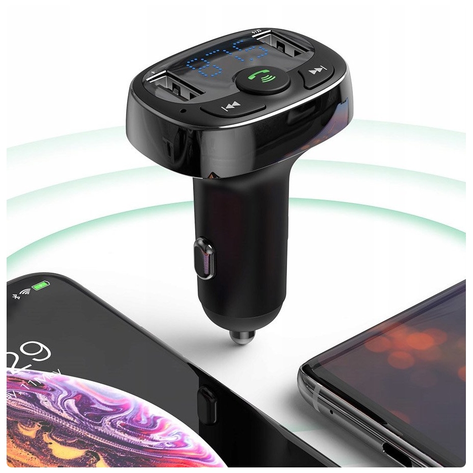 TRANSMITER FM Bluetooth ŁADOWARKA MP3 2xUSB LCD SD Model T-Typed