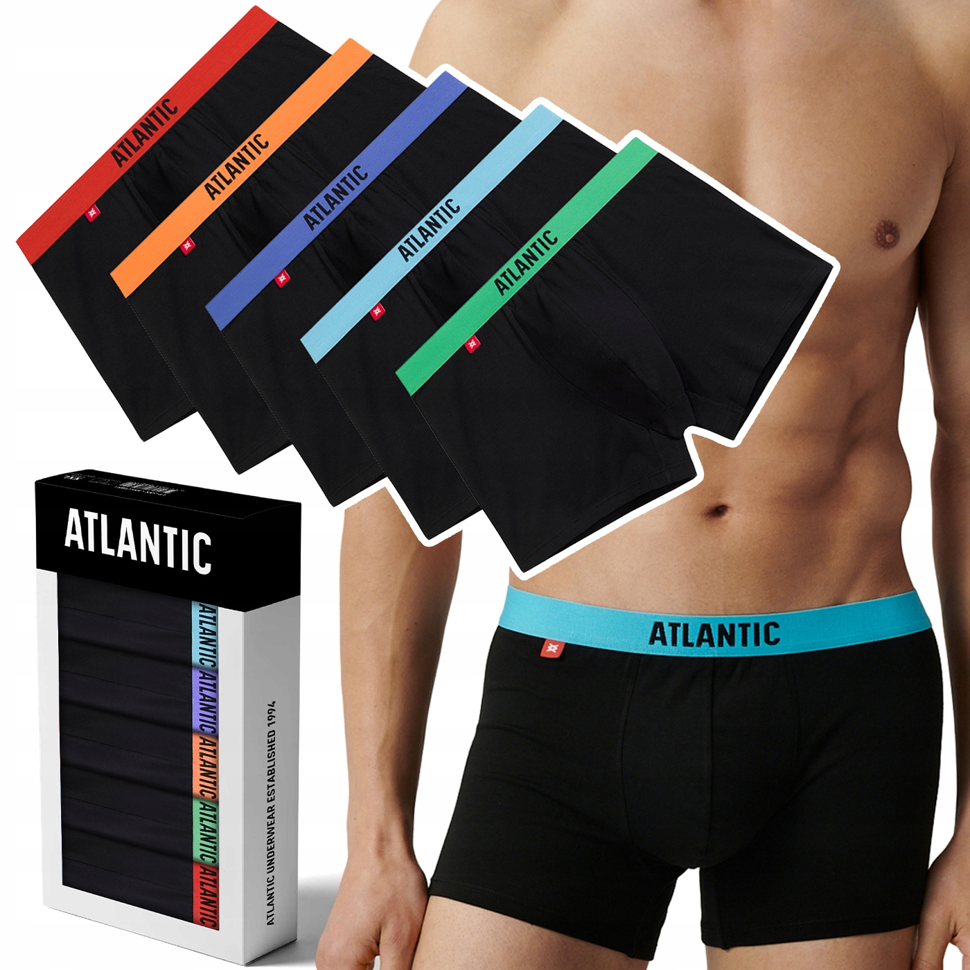 Atlantic 5SMH-004 pánské bavlněné přiléhavé boxerky Sport 5 Párů XXL