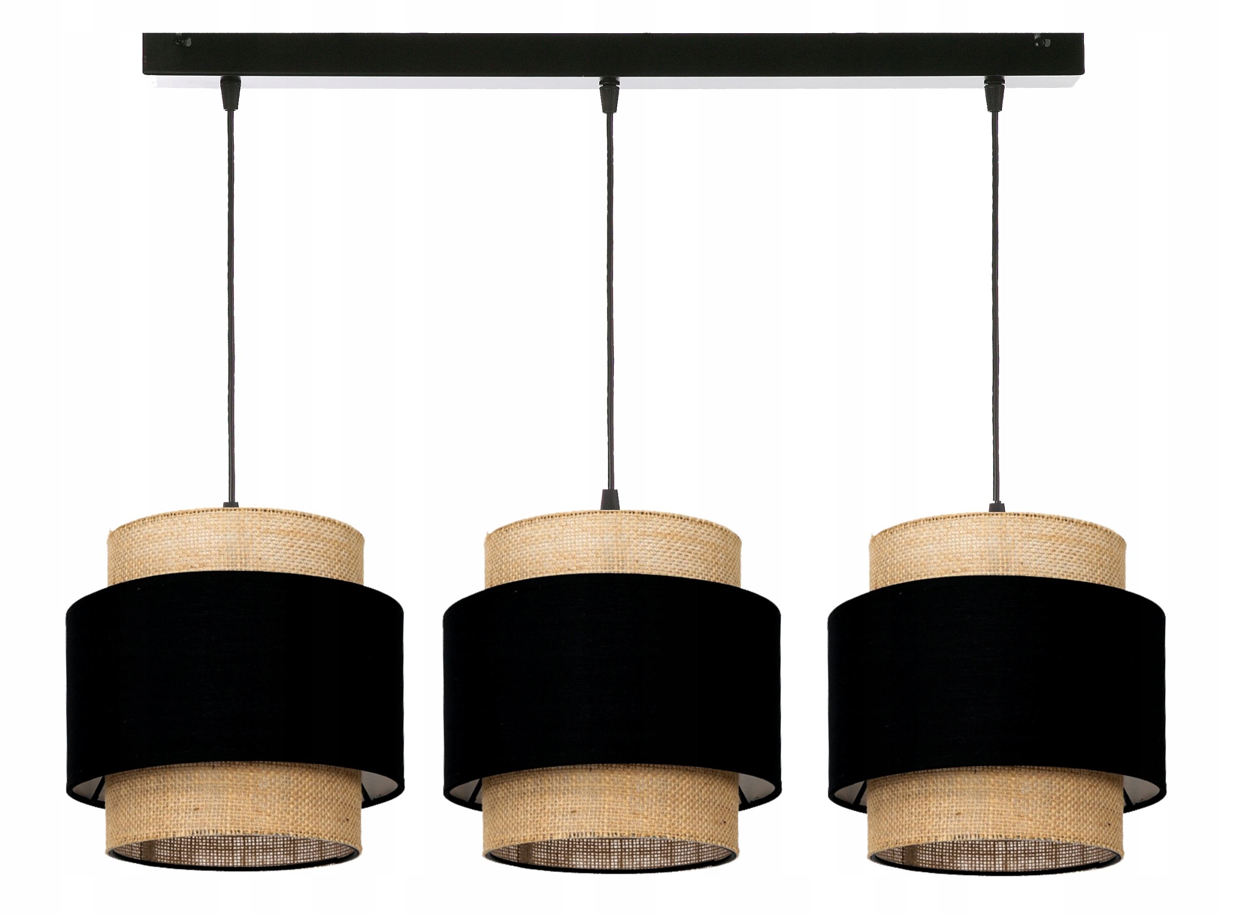 Závěsná lampa Boho Juta Led Edison E27 Černá