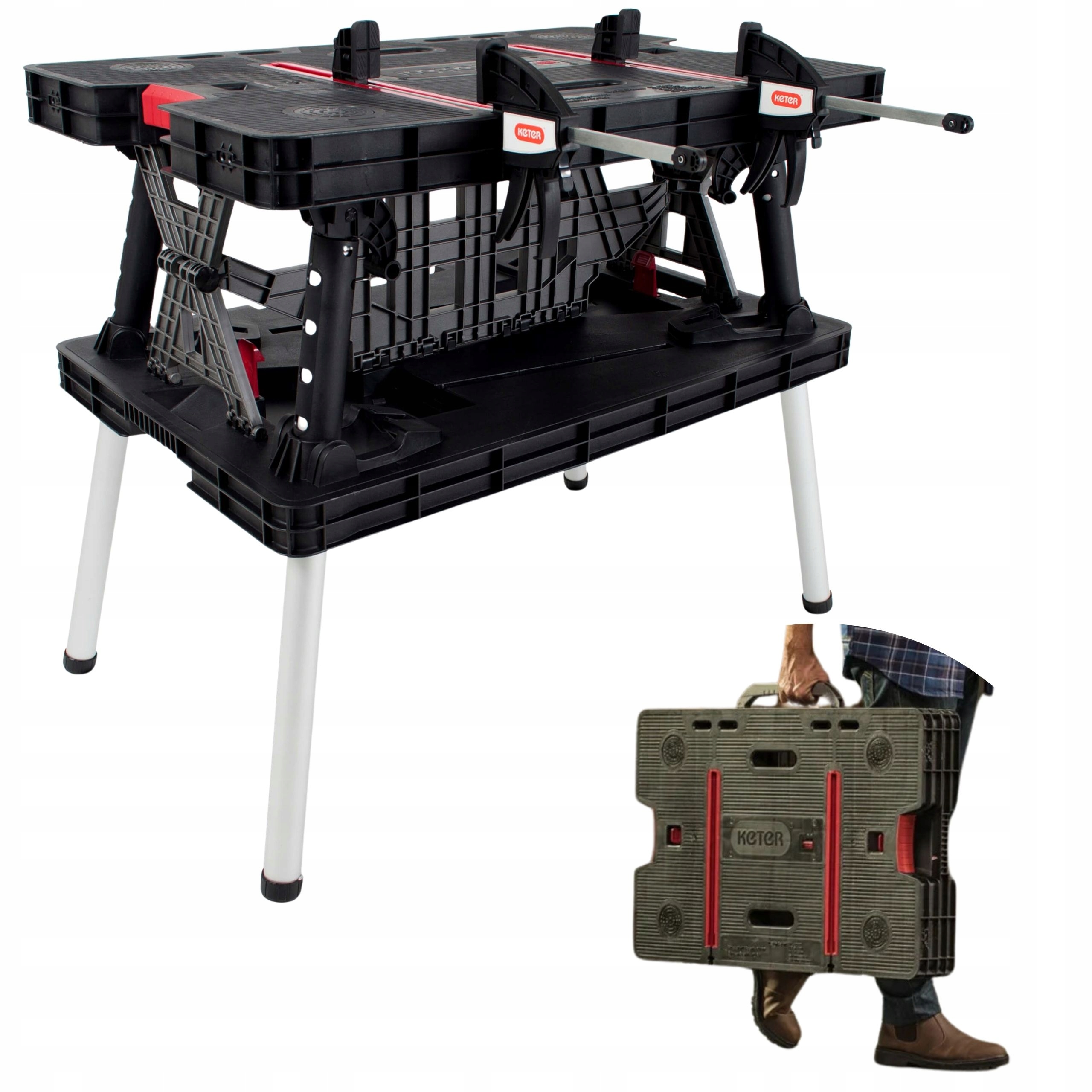 Stół Warsztatowy Folding Work Table Roboczy z Zaciskami Składany Mobilny