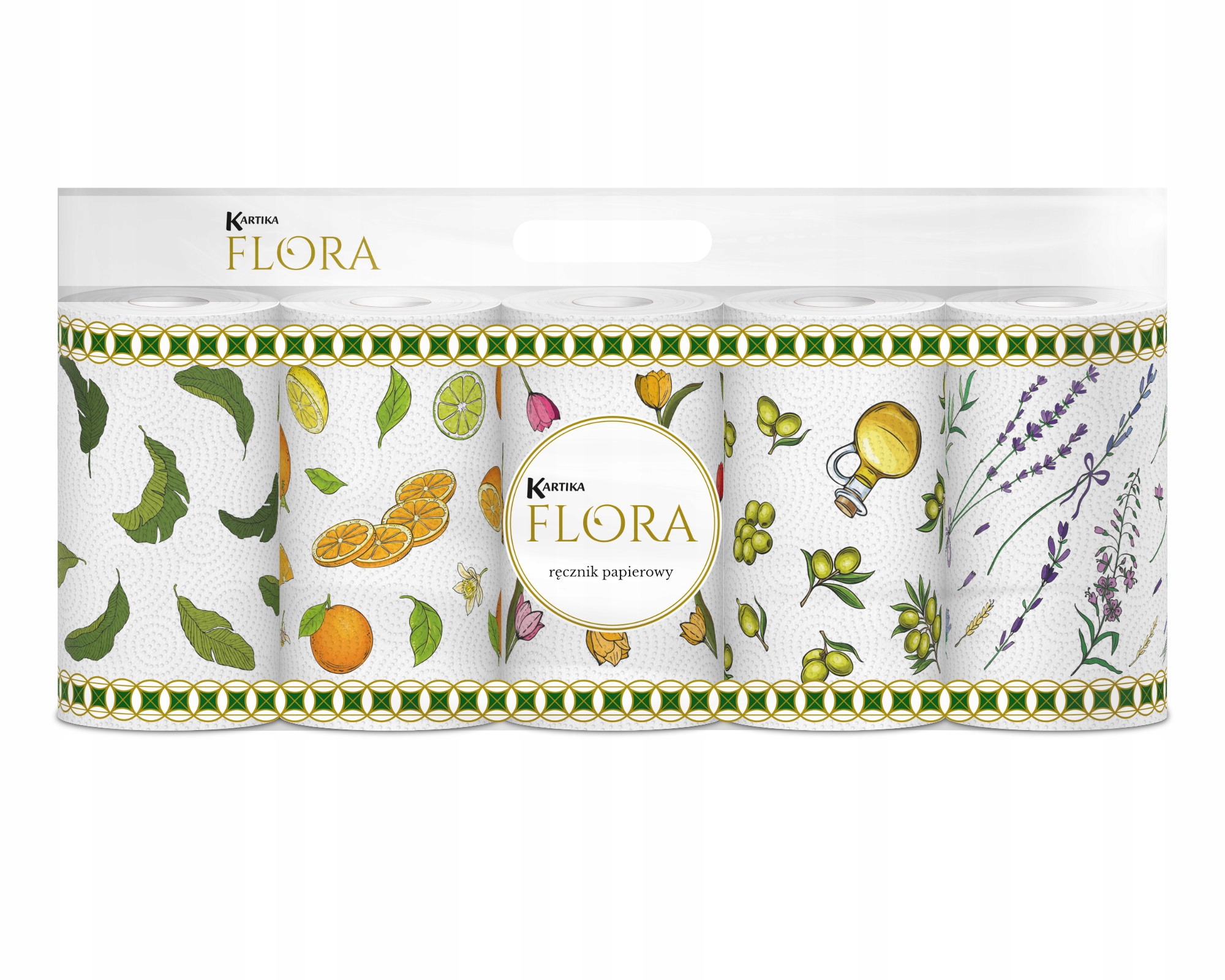 Levně Papírový ručník Premium Kartika Flora 3-vrstvý, barevný, 5 rolí