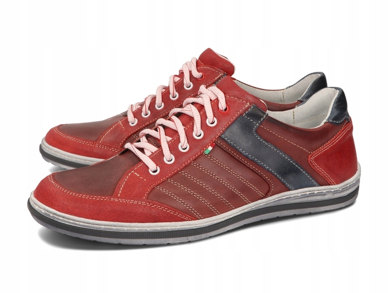 BUTY MĘSKIE SKÓRA CASUAL PÓŁBUTY 236 CZERWONY 42 Rozmiar 42