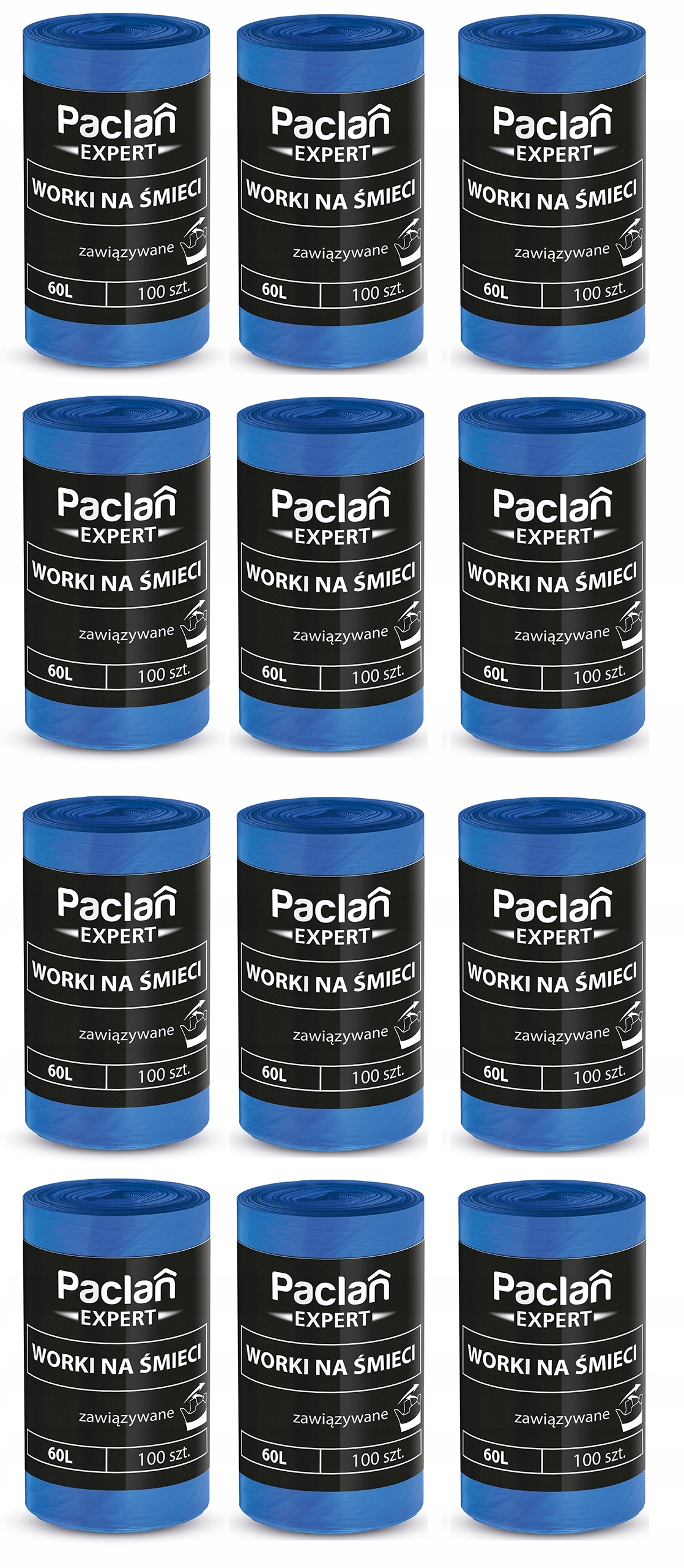 Worki na śmieci uniwersalne Paclan 60 l 100 szt. x 12 rolek