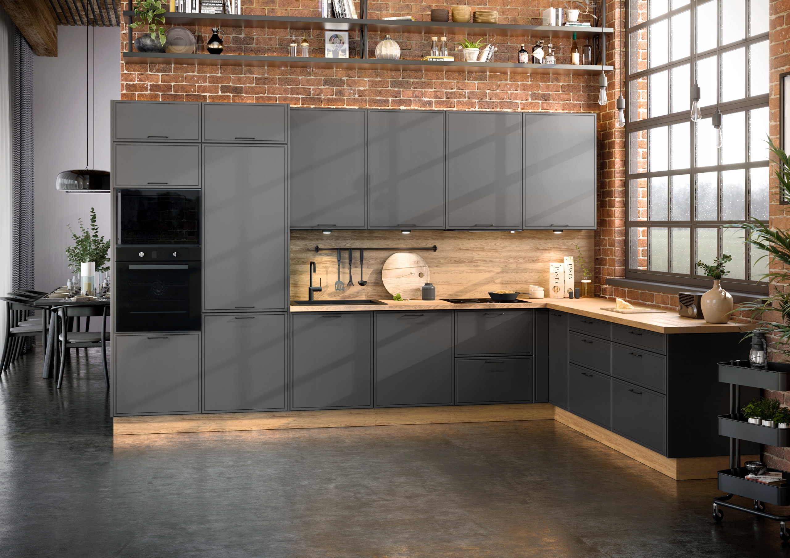 KUCHNIA KLASYCZNA RAMKA CIEMNY SZARY MAT